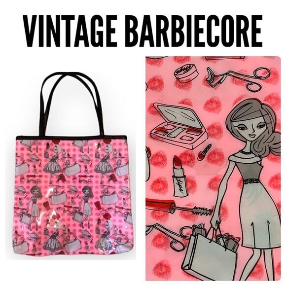 Vintage Pink Barbiecore Vinyl Make-Up Tote‎ - Picture 1 of 10